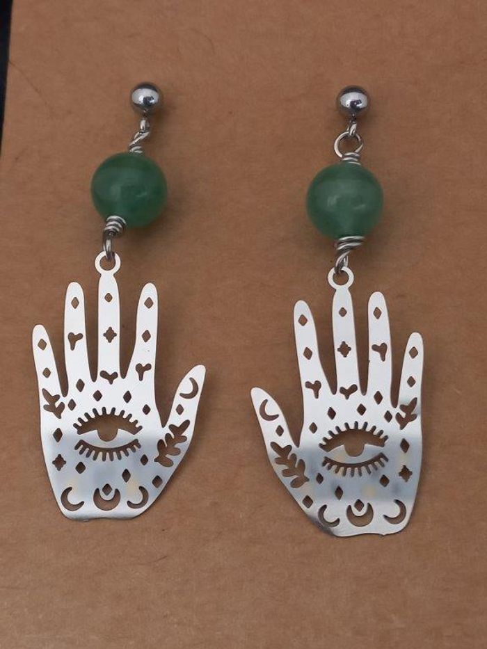 Boucles d'oreilles mains et aventurine