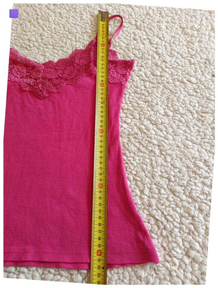 Caraco fuchsia dentelle fine – Taille S sexy vintage mignon cute - photo numéro 6