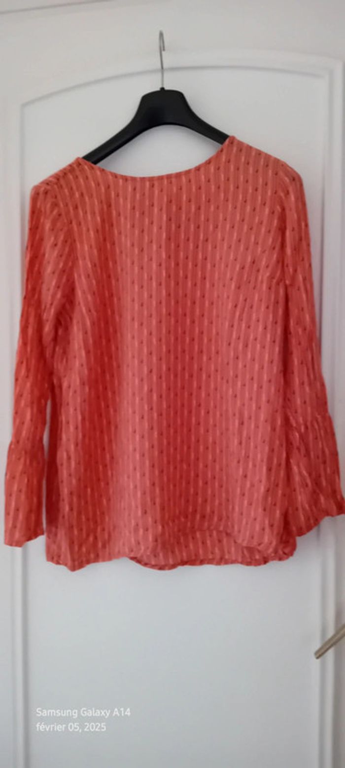 Tunique manches pagodes motif texte corail femme 42 esmara - photo numéro 3