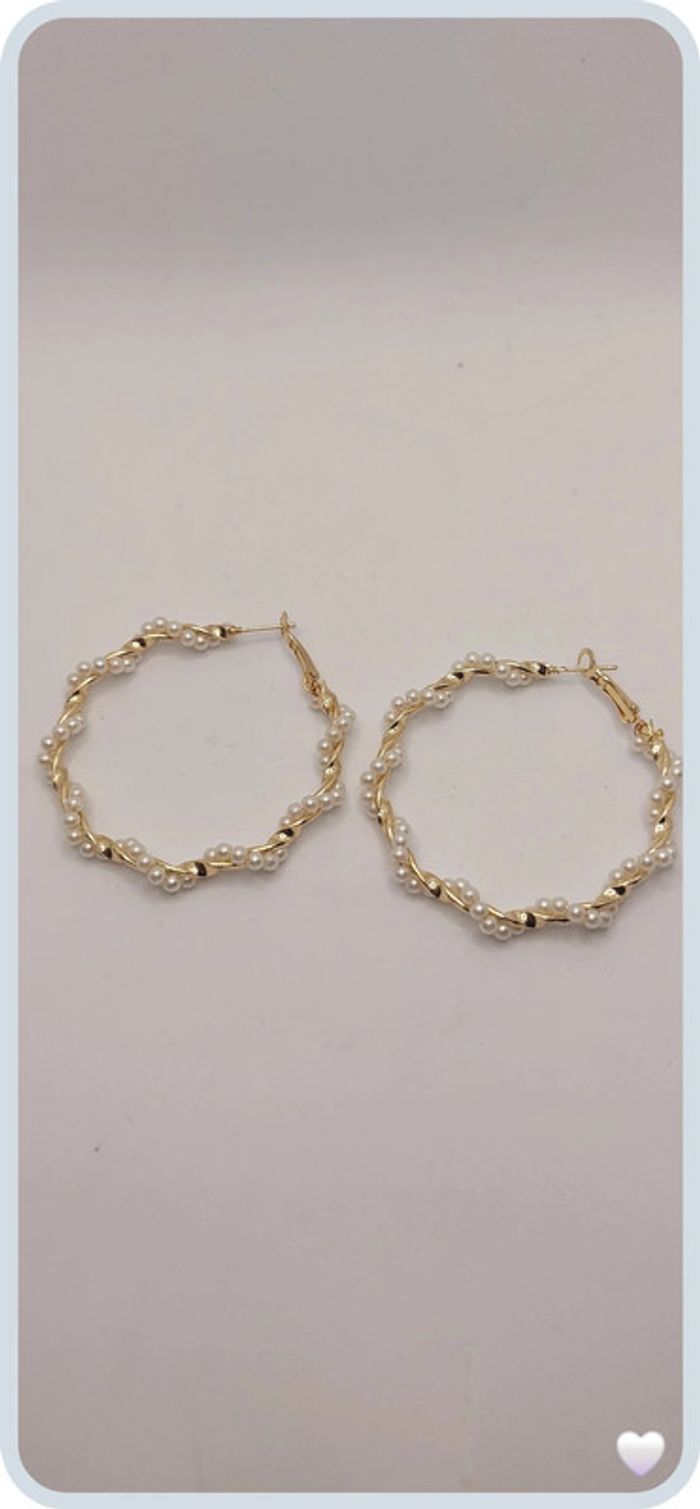 magnifique boucles d oreilles en acier dorée - photo numéro 2