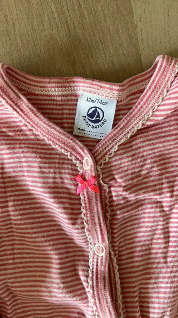 Dors bien en coton milleraies rose et blanc Petit Bateau - photo numéro 3