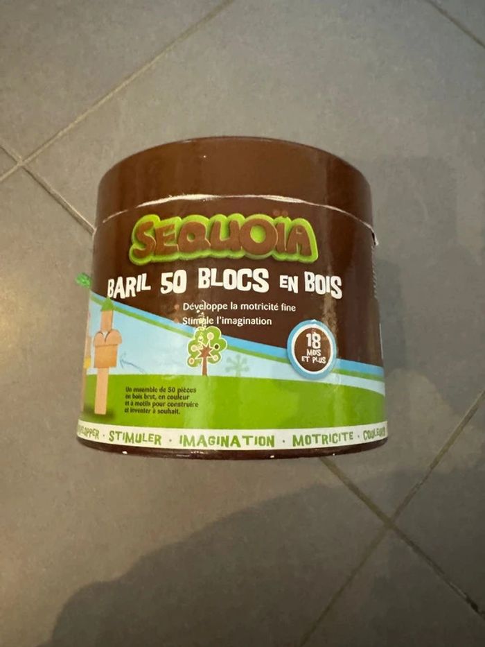 Baril 50 blocs en bois - Sequoïa - Âge: 18 mois & +