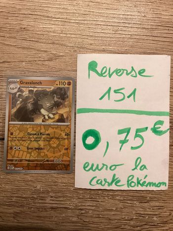carte Pokémon gravalanch reverse 075/165 EV3.5 collection 151 FR neuf sortie de booster
