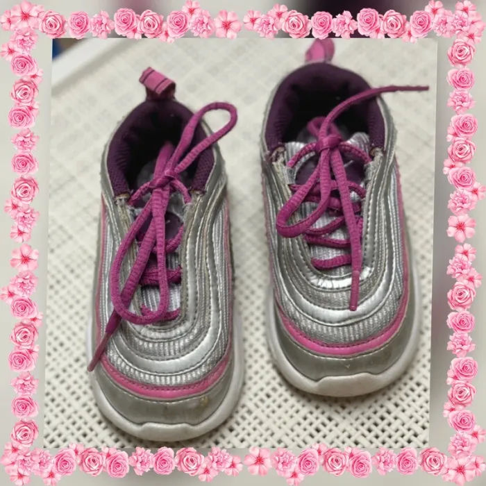 Baskets Nike Air Max 97 enfant argent/rose pointure 22 - photo numéro 2