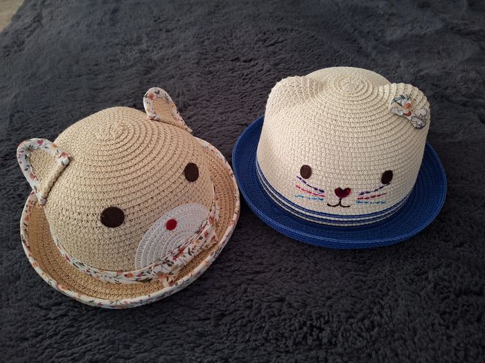Lot de 2 chapeaux de paille enfant fille