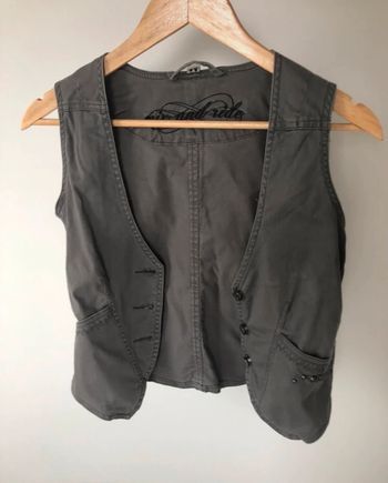 Gilet style garçon de café femme rock M 38 gris