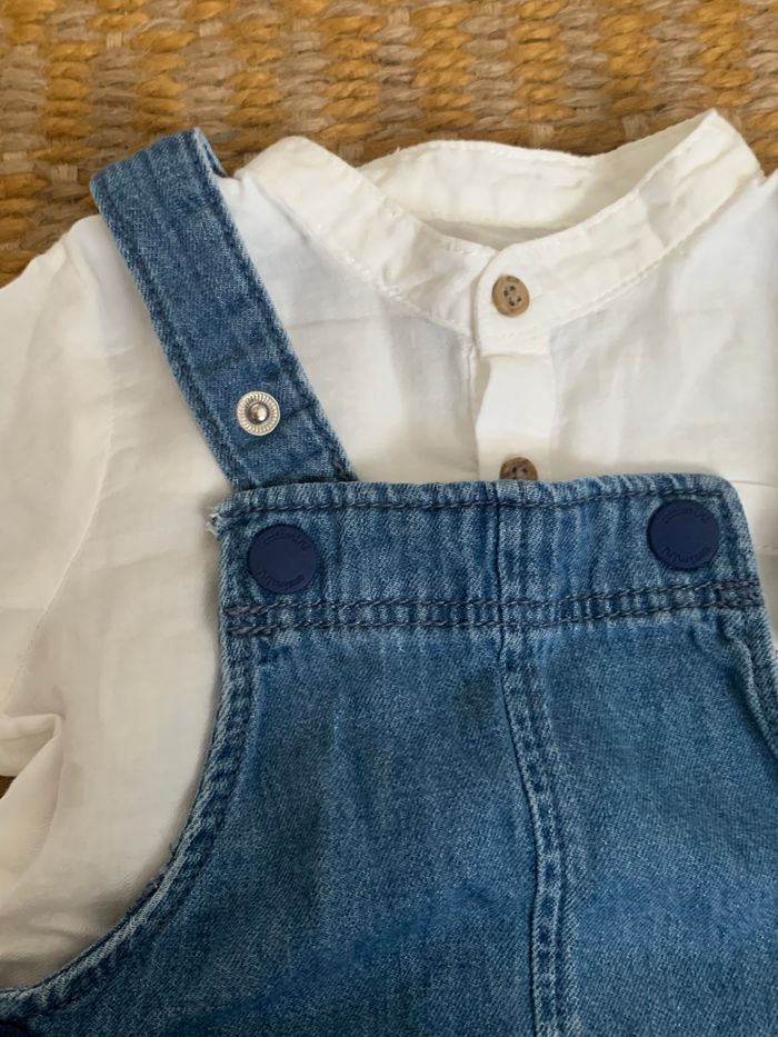 Ensemble salopette chemise 6 mois - photo numéro 2