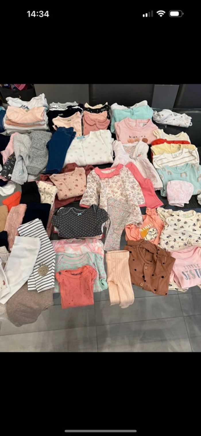 Lot de 80 pièces bébé été en très bon état