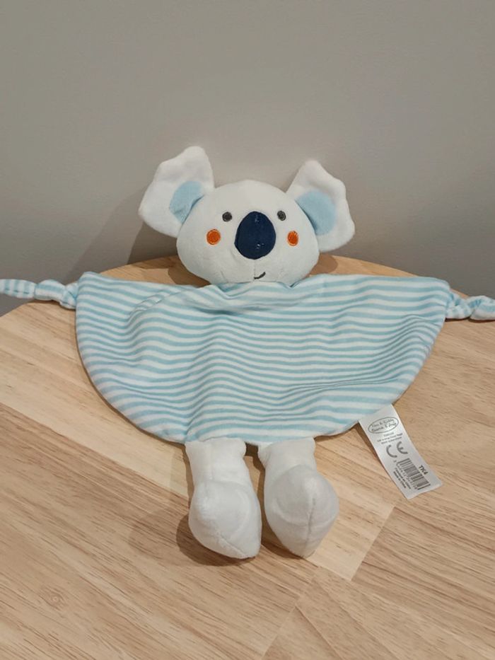 Doudou koala bleu rayé  tom et kiddy