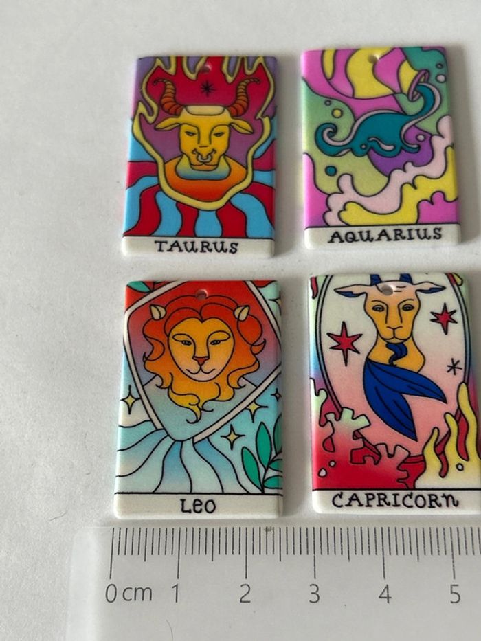 B68, 4 pendentifs signes astrologiques recto verso - photo numéro 3