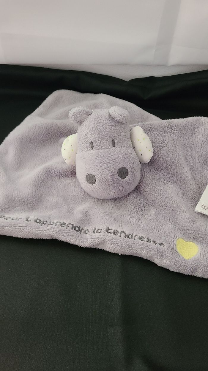 Doudou plat hippopotame gris - Pour t'apprendre la tendresse Obaïbi - photo numéro 3