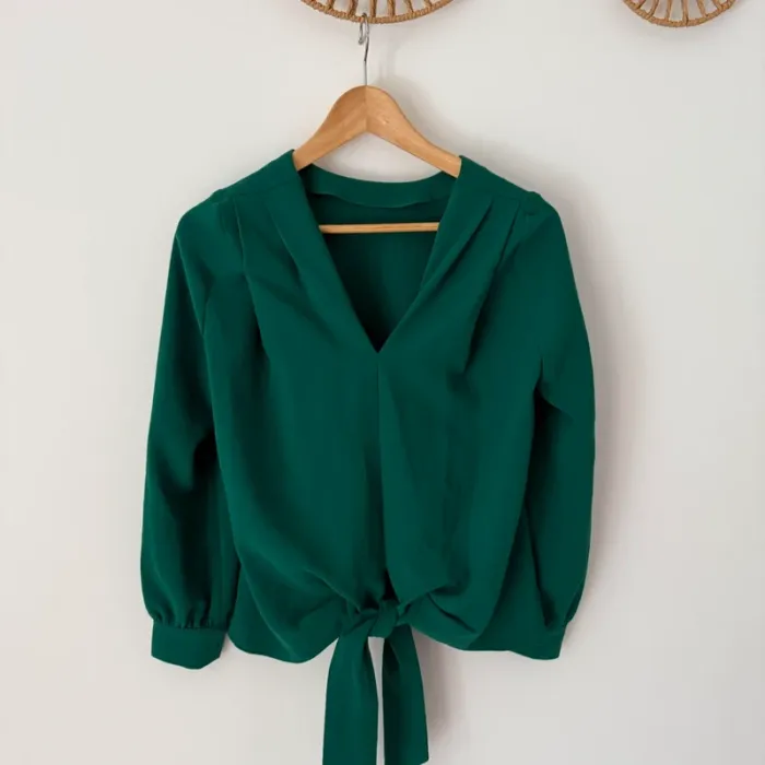 Ba&sh Green Blouse Top Shirt Long Sleeve - photo numéro 4