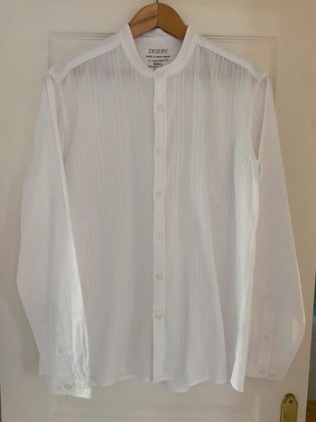 Chemise blanche col Mao coton Derby taille L