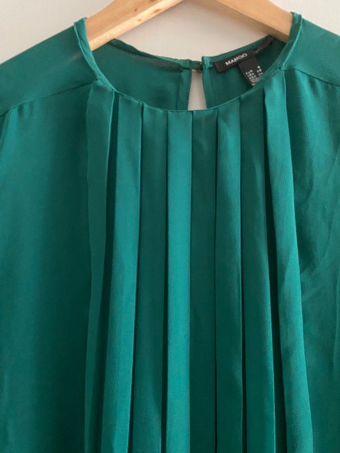 Blouse verte fluide mango manches 3/4 - photo numéro 3