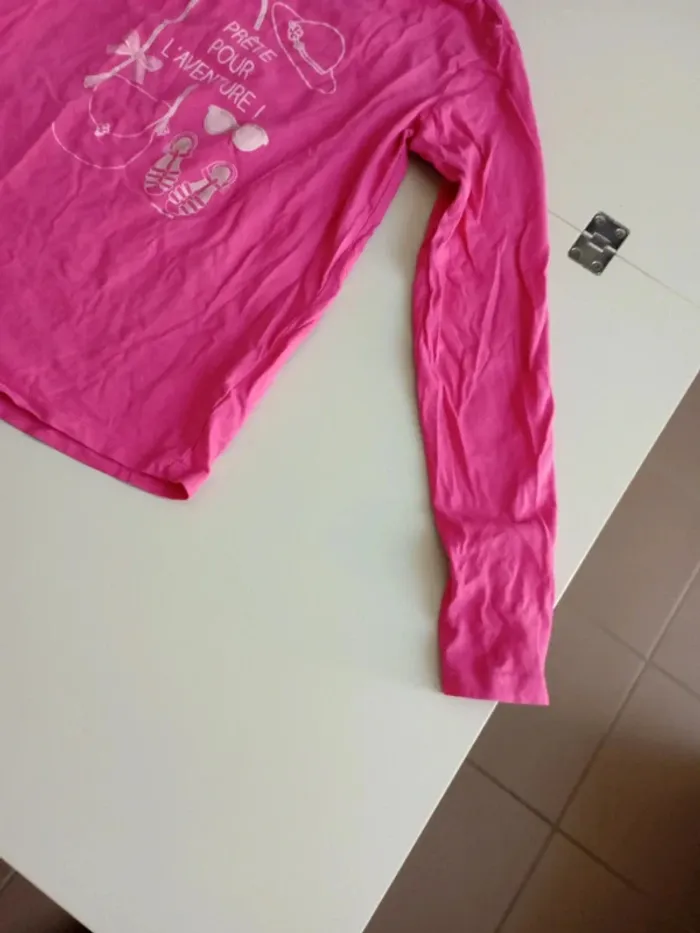 T-shirt manches longues Vertbaudet 14 ans prête pour l'aventure rose - photo numéro 4