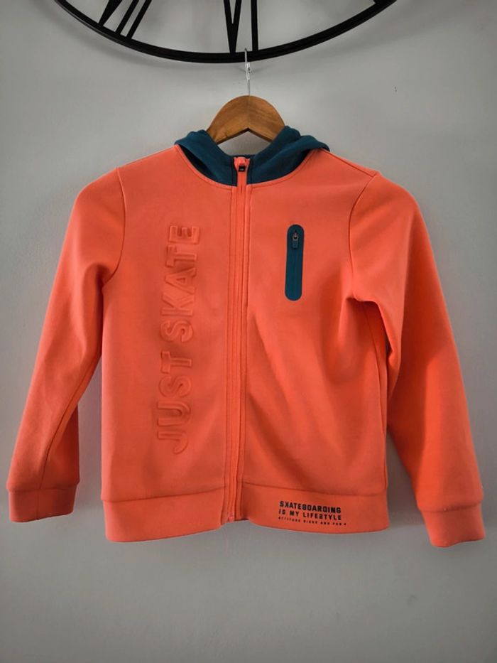 Sweat zippé à capuche taille 8 ans orange