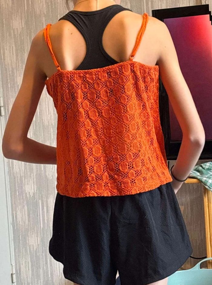 Crop top orange  taille  s  cache  cache - photo numéro 2