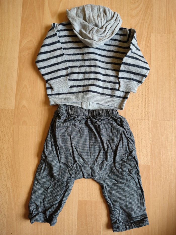 Lot ensemble pantalon + gilet zippé à capuche en 6M - photo numéro 2