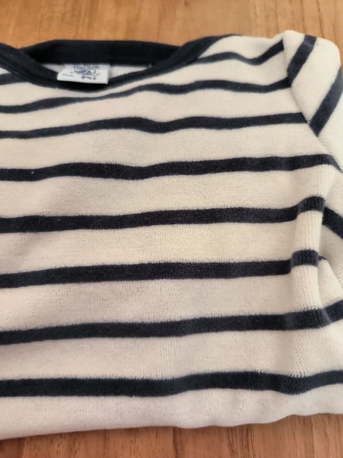 Robe hiver manches longues velours Petit bateau marinière 12mois - photo numéro 2