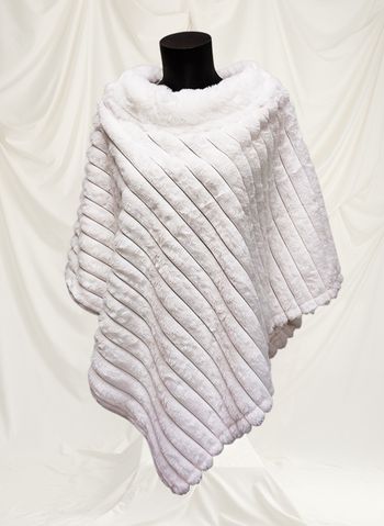 Poncho blanc en fausse fourrure