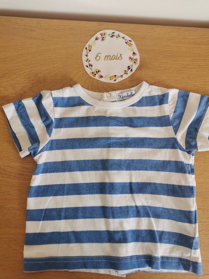 Lot de 2 t-shirt manches courtes bébé garçon 6mois kimbaloo et mot d'enfant TBE - photo numéro 2