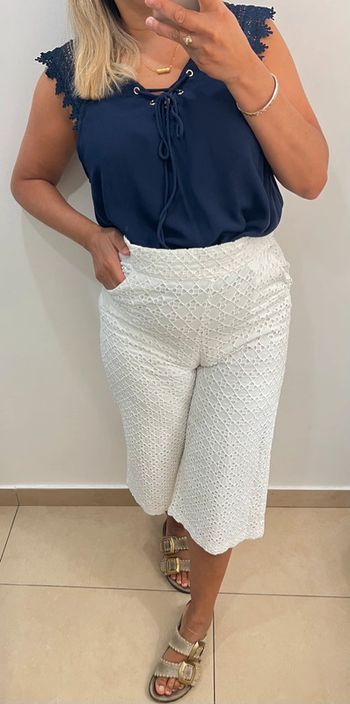 🌿 Pantalon blanc culotte en broderie anglaise – Trucco Taille 36