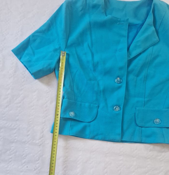 Blazer manches courtes , vintage , bleu , femme , taille S - photo numéro 4
