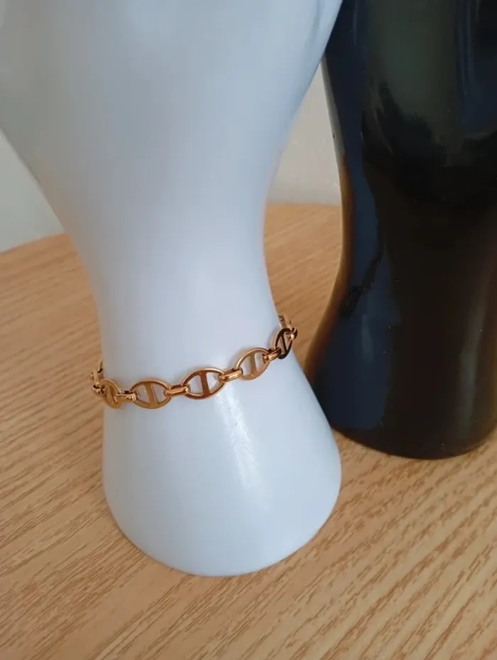 Solde 💝 Bracelet double chaine d'ancre enchaînée en acier inoxydable idée cadeau femme - photo numéro 2