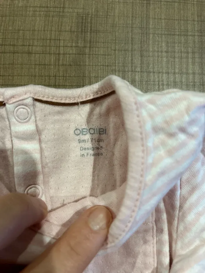 T-shirt manches longues, marinière bébé fille, obaibi, 9 mois - photo numéro 2