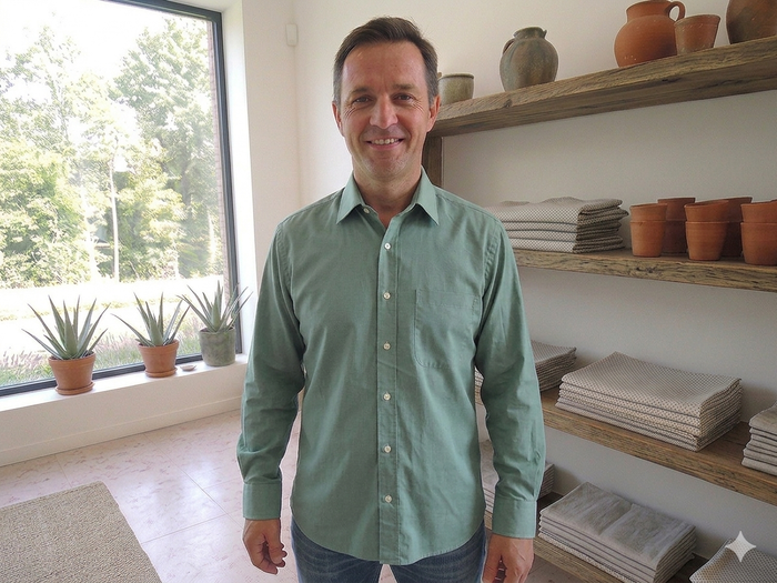 chemise manches longues verte taille 40 Jacques Pernet (col un peu usé) - photo numéro 1