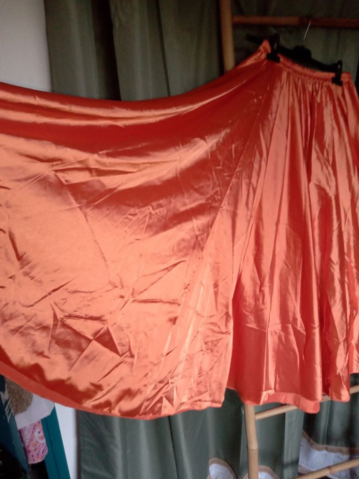 Jupe soleil danse orientale satin orange - photo numéro 2