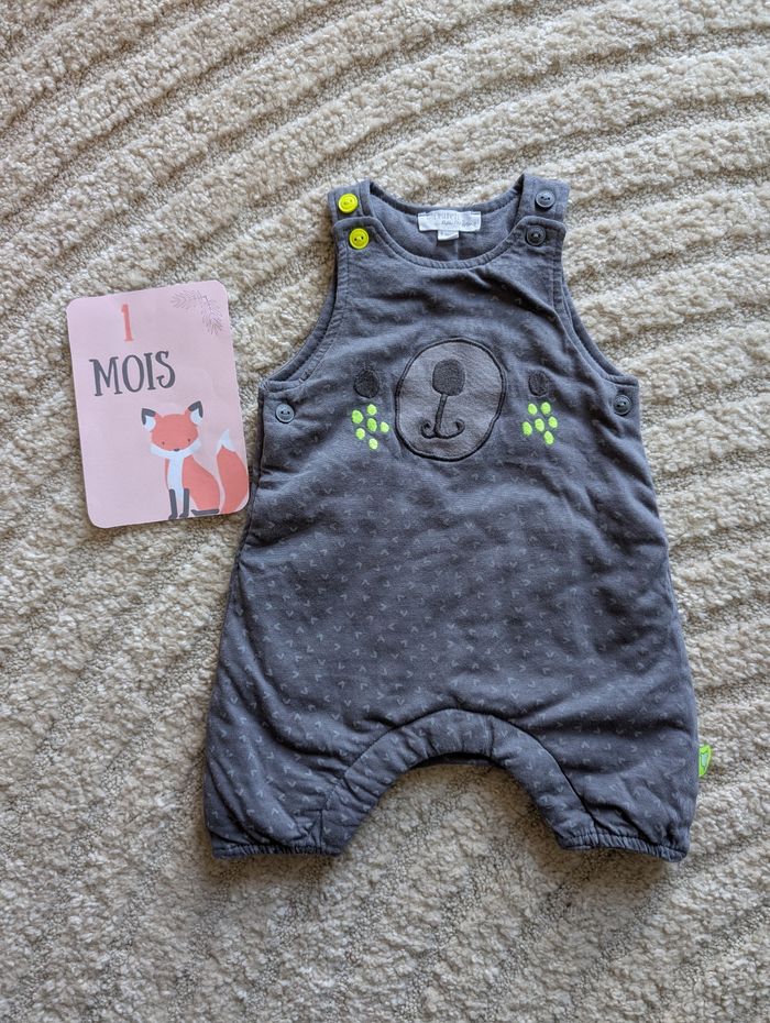 Ensemble gilet à capuche salopette et body, gris, bébé garçon, 1 mois, Du pareil au même - photo numéro 4