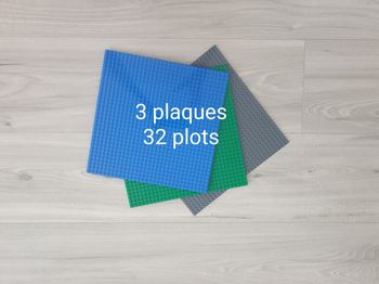 Plaues pour lego 32 plots neuves gris vert bleu