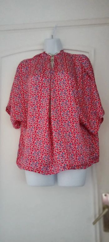 Blouse motif floral manches larges avec fermeture rouge femme XL GOA