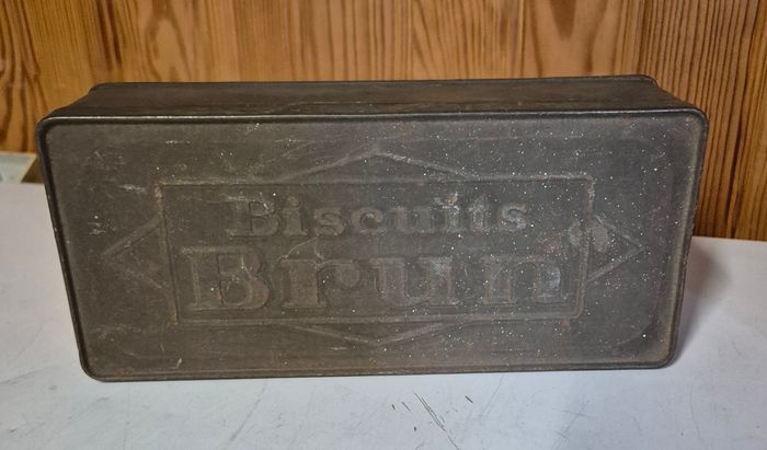 Boîte métallique vintage "Biscuits Brun" Décoration rétro