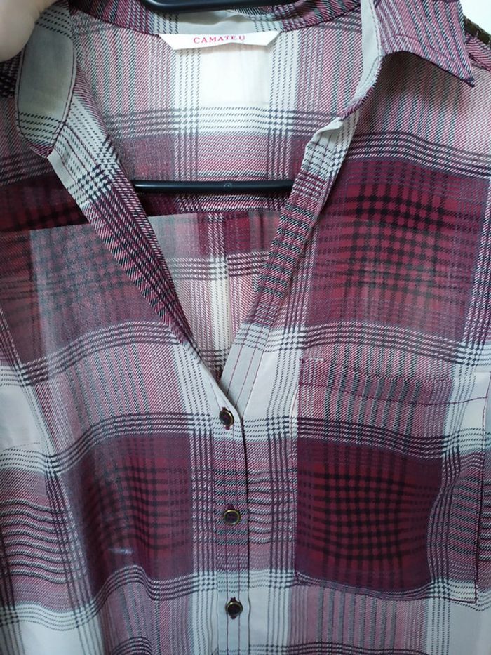 Chemisier a carreaux epaule paillettes - photo numéro 3