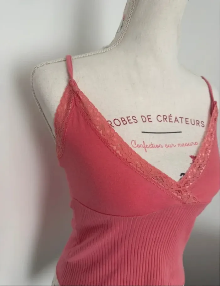 Débardeur top rose corail Pimkie vintage XS ou 34 - photo numéro 5