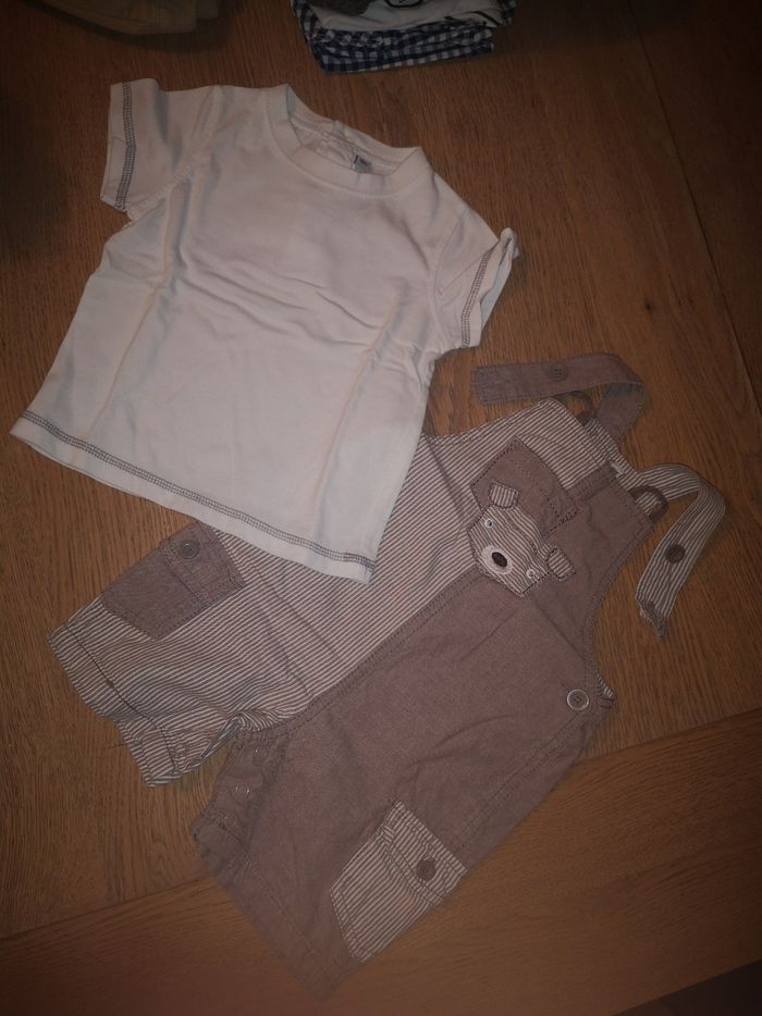 Ensemble salopette short et haut 18 mois