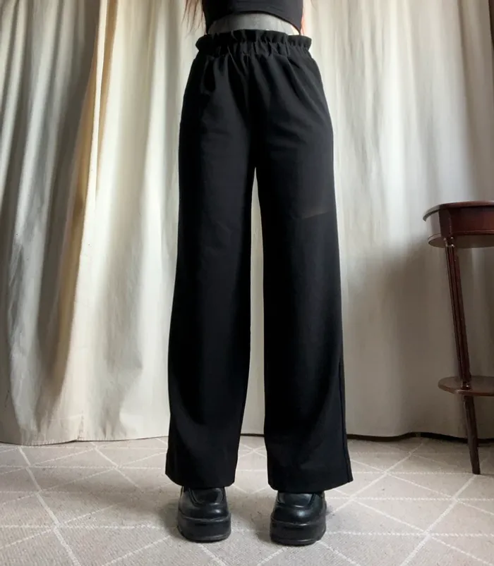 Pantalon noir jambes larges Corporate Goth Officecore - Taille S/M - photo numéro 5