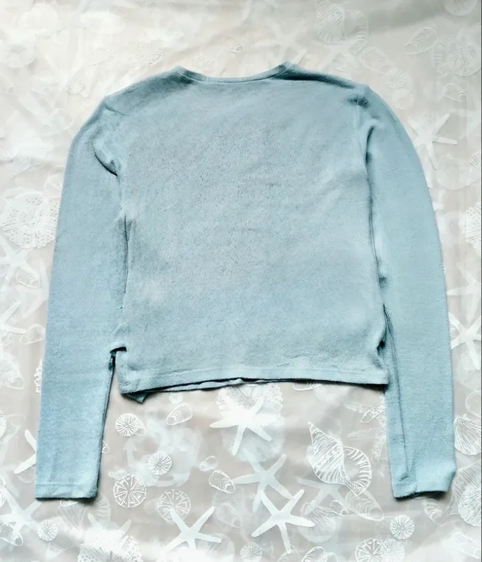 Top court Zara bleu en maille - photo numéro 2