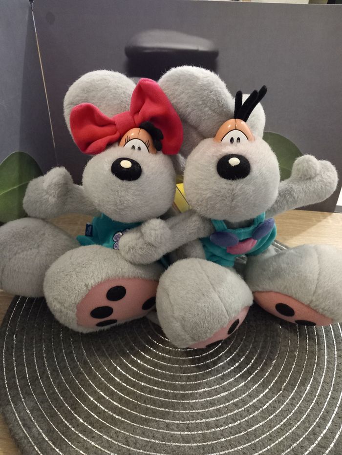 2 peluches diddl grise 32cm - photo numéro 2