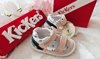 Sandales nus pieds Chaussures ouvertes cuir Scratch Kickers 1er pas 👣 T18