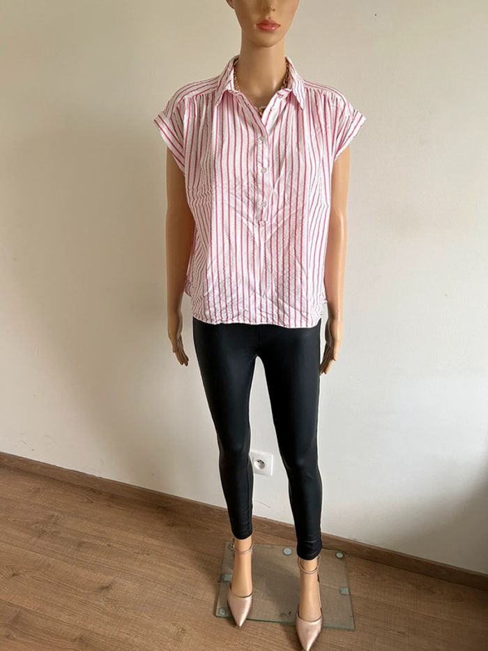 Top court rose et blanc Naf Naf taille 40 jamais porté - photo numéro 3