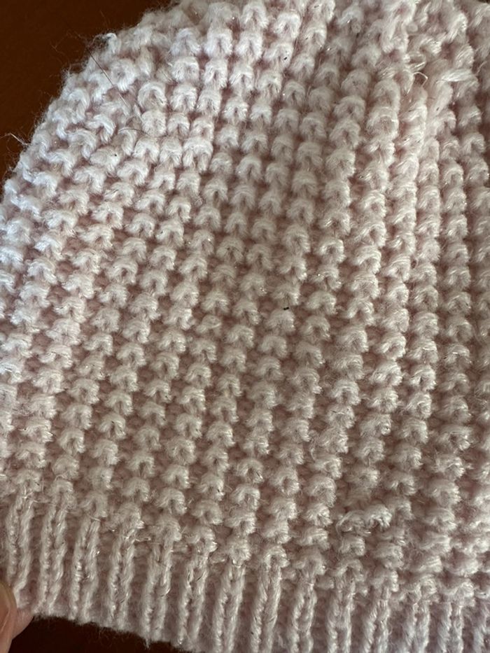 Bonnet en maille rose avec nœud taille neuf 12 mois - photo numéro 2