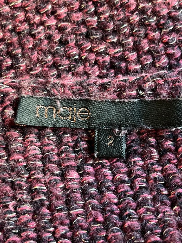 Pull en laine chiné bordeaux pailleté Maje S - photo numéro 6