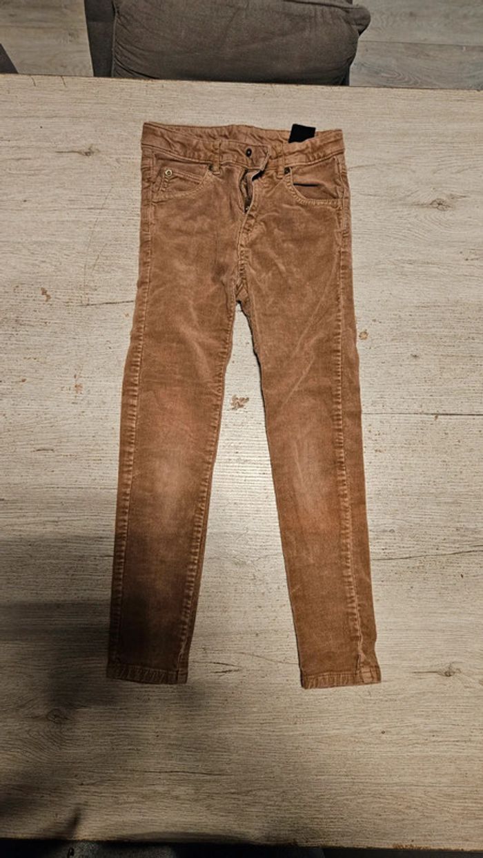 Pantalon slim en velour kamel, H&M LOGG, 7/8 ans, nickel - photo numéro 2