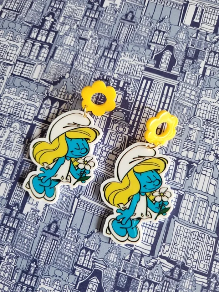 Boucles d'oreilles Schtroumpfette