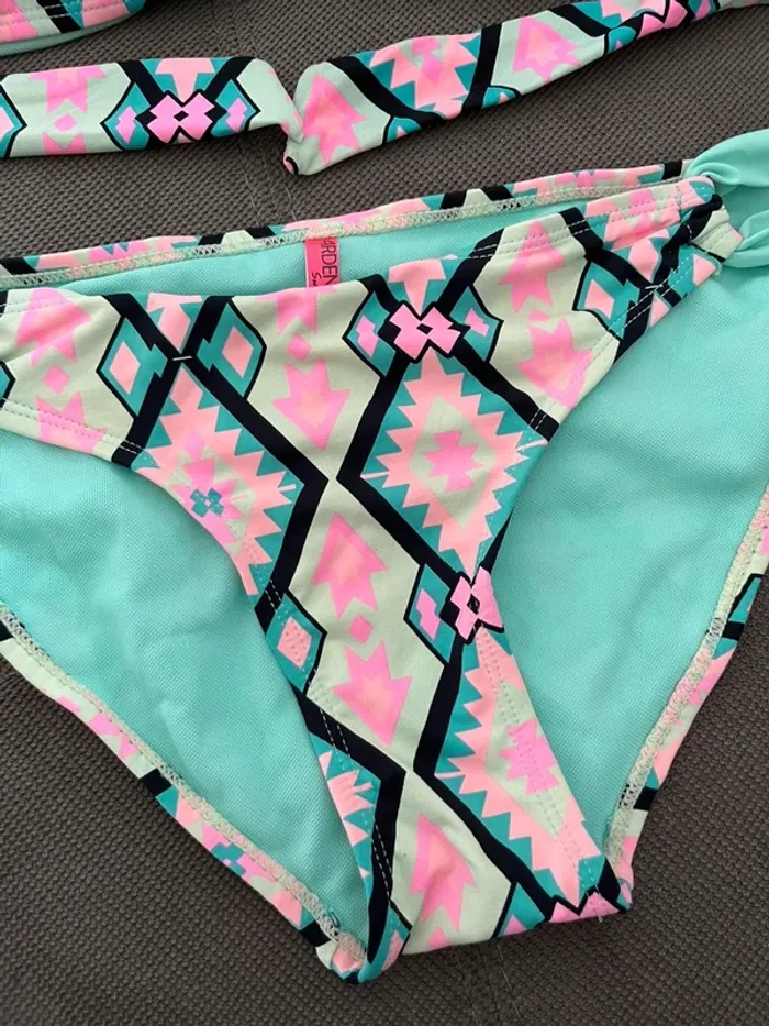 Maillot de bain 2 pièces rose et vert d’eau taille M 38 - photo numéro 2