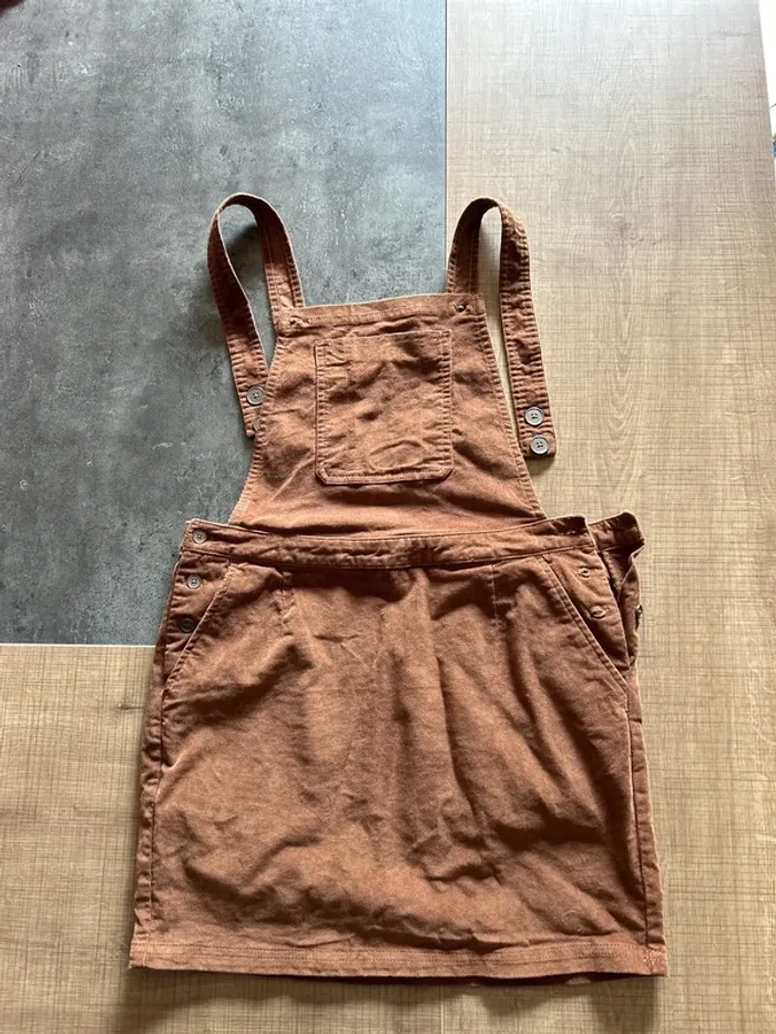 Robe salopette jupe en velours femme, taille 36, marron, kiabi