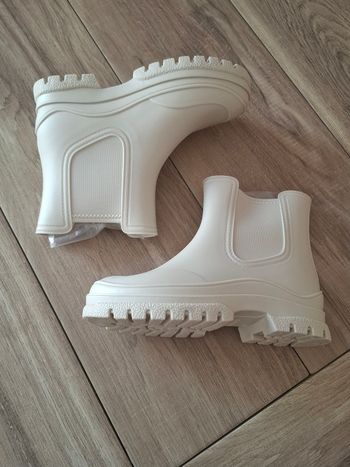 Bottes de pluie courtes pour femme bottines imperméables avec semelle antidérapante beige